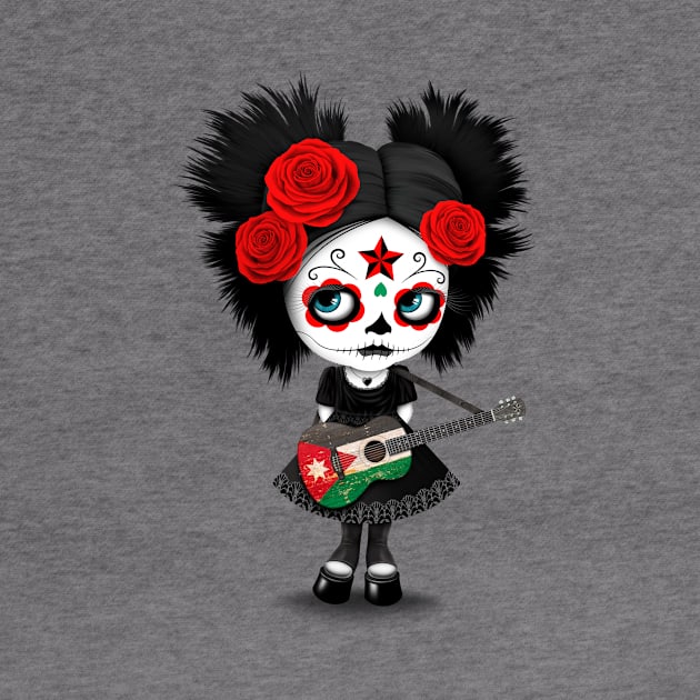 Sugar Skull Girl Playing Jordanian Flag Guitar by jeffbartels